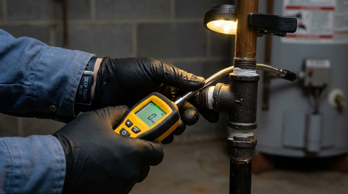 Gas leak detection with electronic sniffer by Johns Plumbing LLC in Fairmont